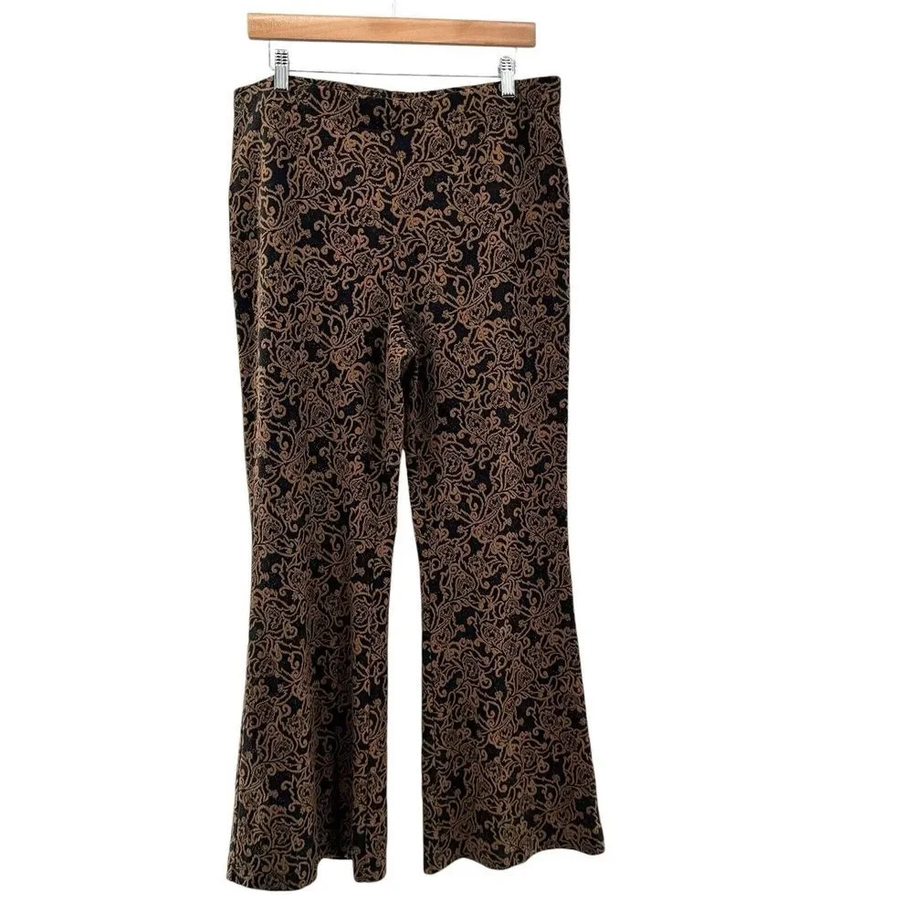 Soft Surroundings Paisley‎ Pull On Pants Size Large Flare Boho Hippie Stretch